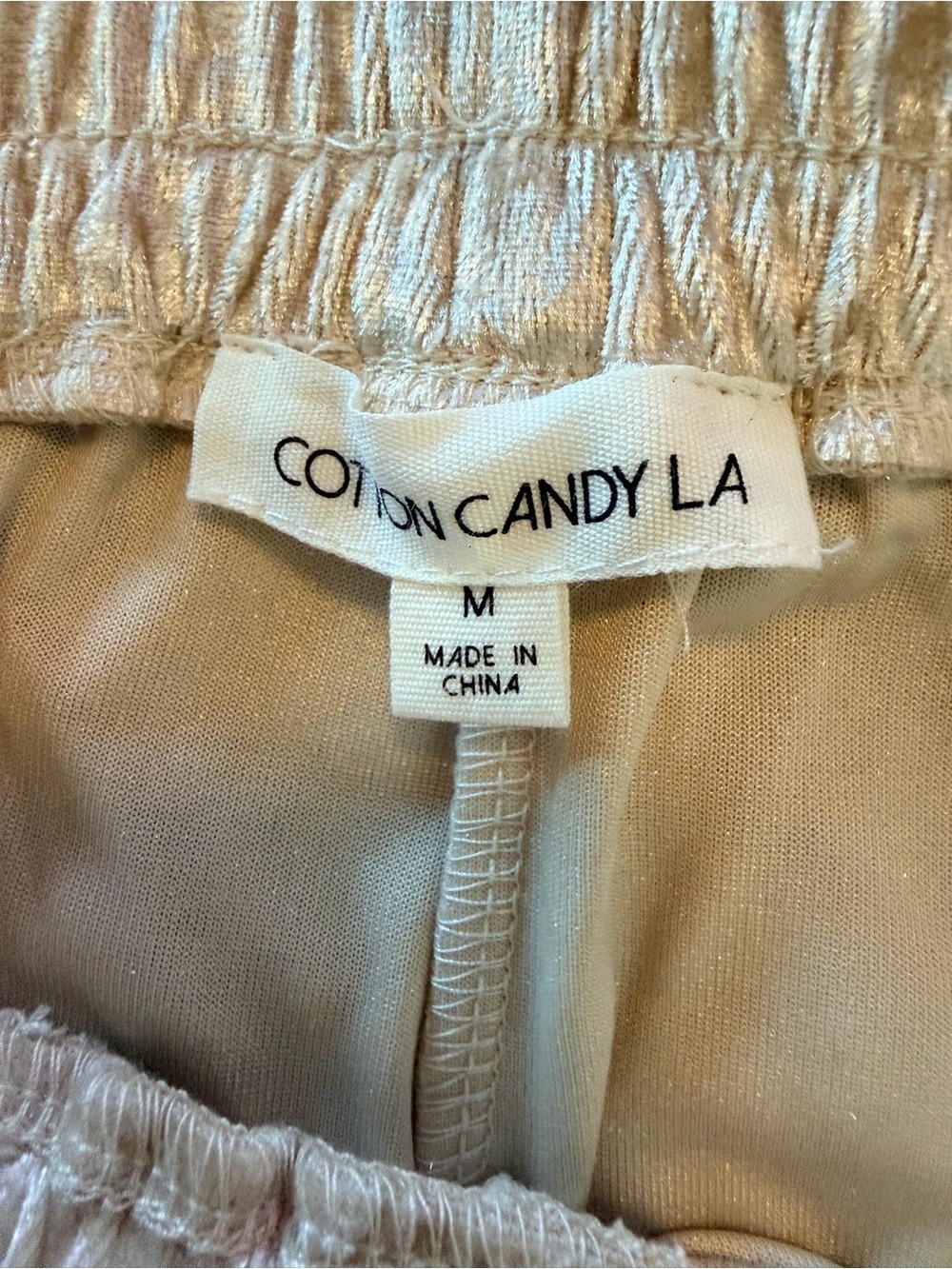 NWT Cotton Candy LA Champagne Crushed Velvet Lounge Shorts M - Picture 2 of 11